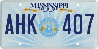 MS license plate AHK407