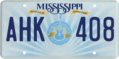 MS license plate AHK408