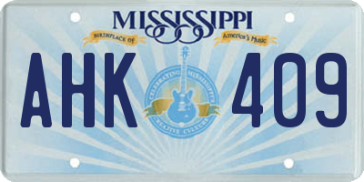 MS license plate AHK409