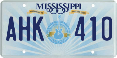 MS license plate AHK410