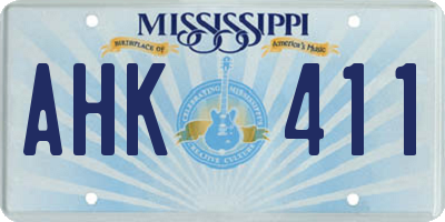 MS license plate AHK411