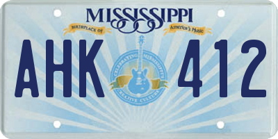 MS license plate AHK412