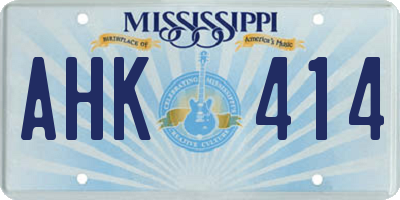MS license plate AHK414