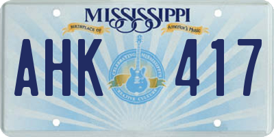 MS license plate AHK417