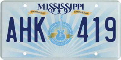 MS license plate AHK419