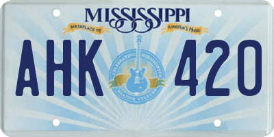 MS license plate AHK420