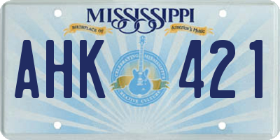 MS license plate AHK421