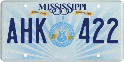 MS license plate AHK422