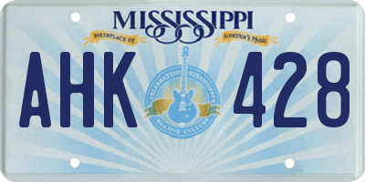 MS license plate AHK428