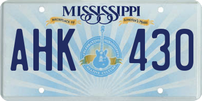 MS license plate AHK430