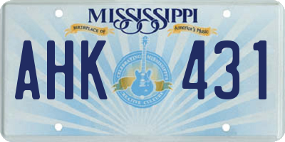 MS license plate AHK431