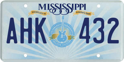 MS license plate AHK432