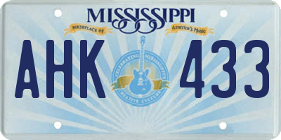 MS license plate AHK433
