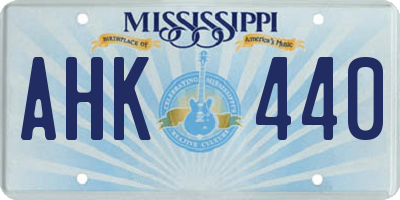 MS license plate AHK440
