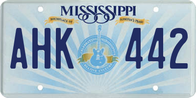 MS license plate AHK442