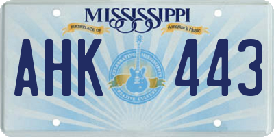 MS license plate AHK443