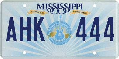 MS license plate AHK444