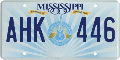 MS license plate AHK446