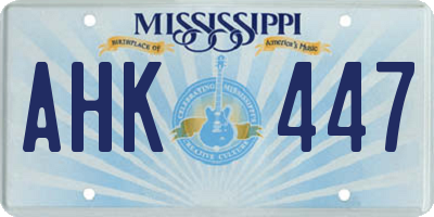 MS license plate AHK447