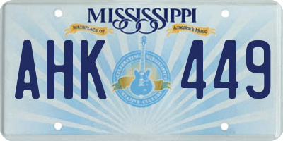 MS license plate AHK449