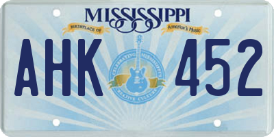 MS license plate AHK452