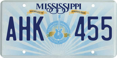 MS license plate AHK455