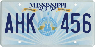 MS license plate AHK456