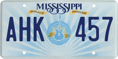 MS license plate AHK457