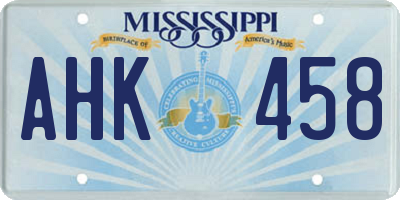 MS license plate AHK458