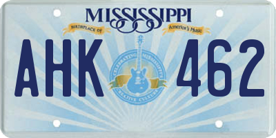 MS license plate AHK462