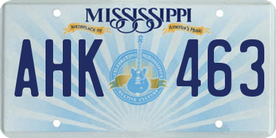MS license plate AHK463