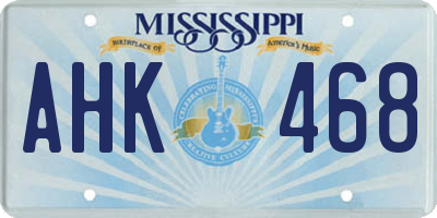 MS license plate AHK468