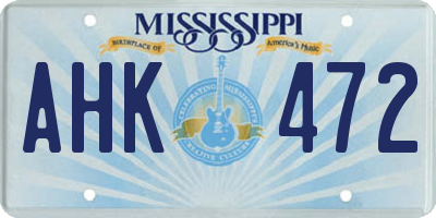 MS license plate AHK472
