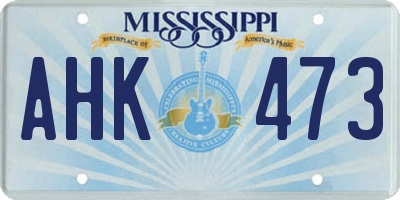 MS license plate AHK473
