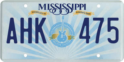 MS license plate AHK475