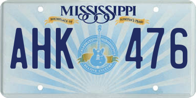 MS license plate AHK476