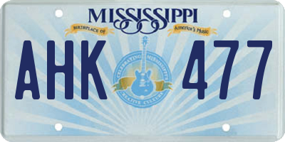 MS license plate AHK477