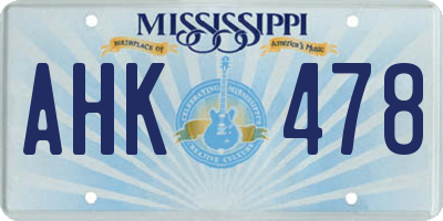 MS license plate AHK478