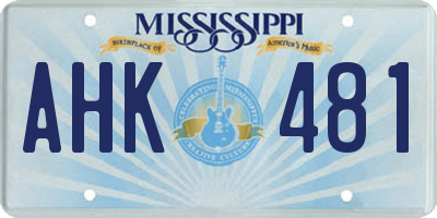 MS license plate AHK481