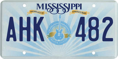 MS license plate AHK482