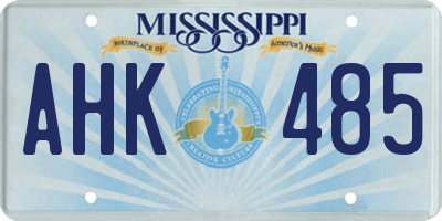MS license plate AHK485