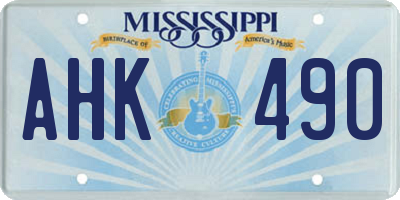 MS license plate AHK490