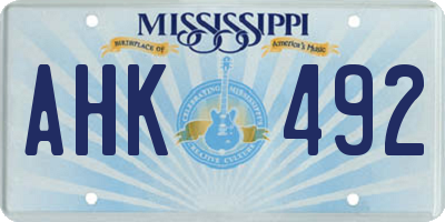 MS license plate AHK492