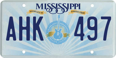 MS license plate AHK497