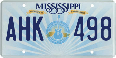 MS license plate AHK498