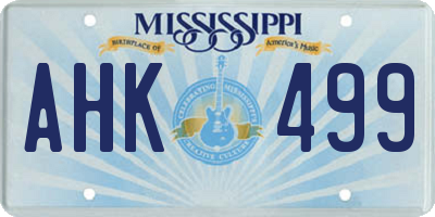 MS license plate AHK499