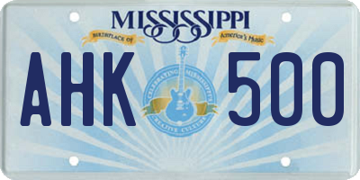 MS license plate AHK500