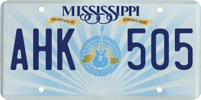 MS license plate AHK505