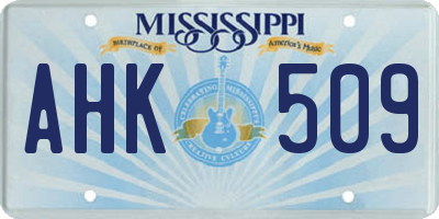 MS license plate AHK509