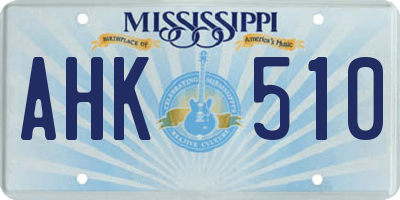 MS license plate AHK510